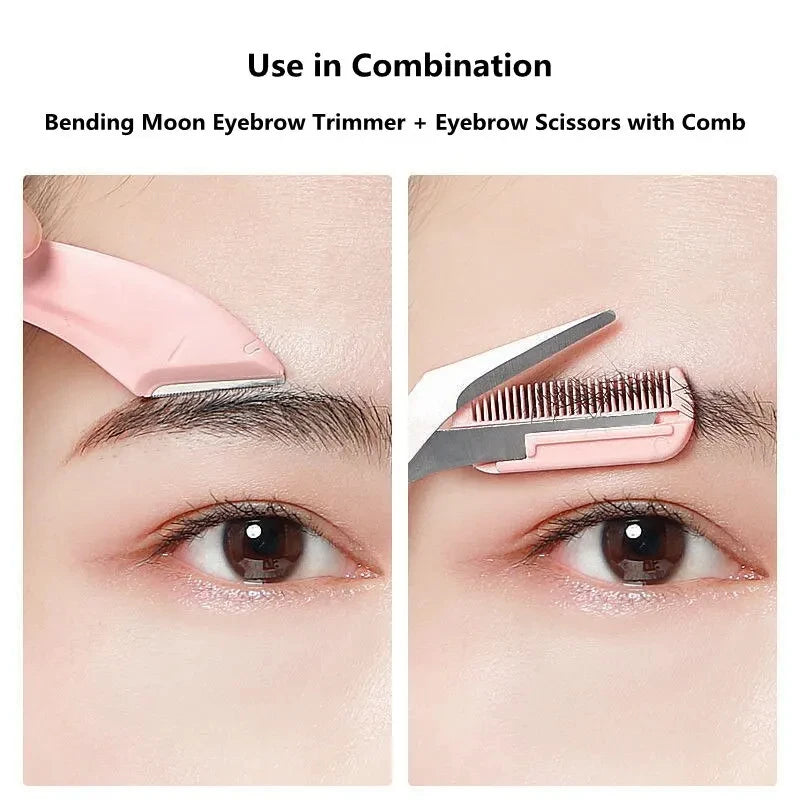 Stainless Steel Eyebrow Scissors with Comb Hair Removal Shaver Safe Eyebrow Trimmer Makeup Products Eyebrow Shaping Makeup Tools Qme