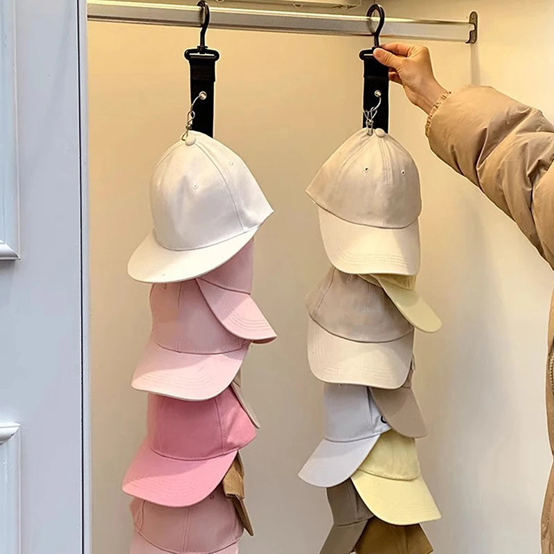 Closet Storage Organizer Cap Hanger Baseball Eight Clips Wall Mounted Qme