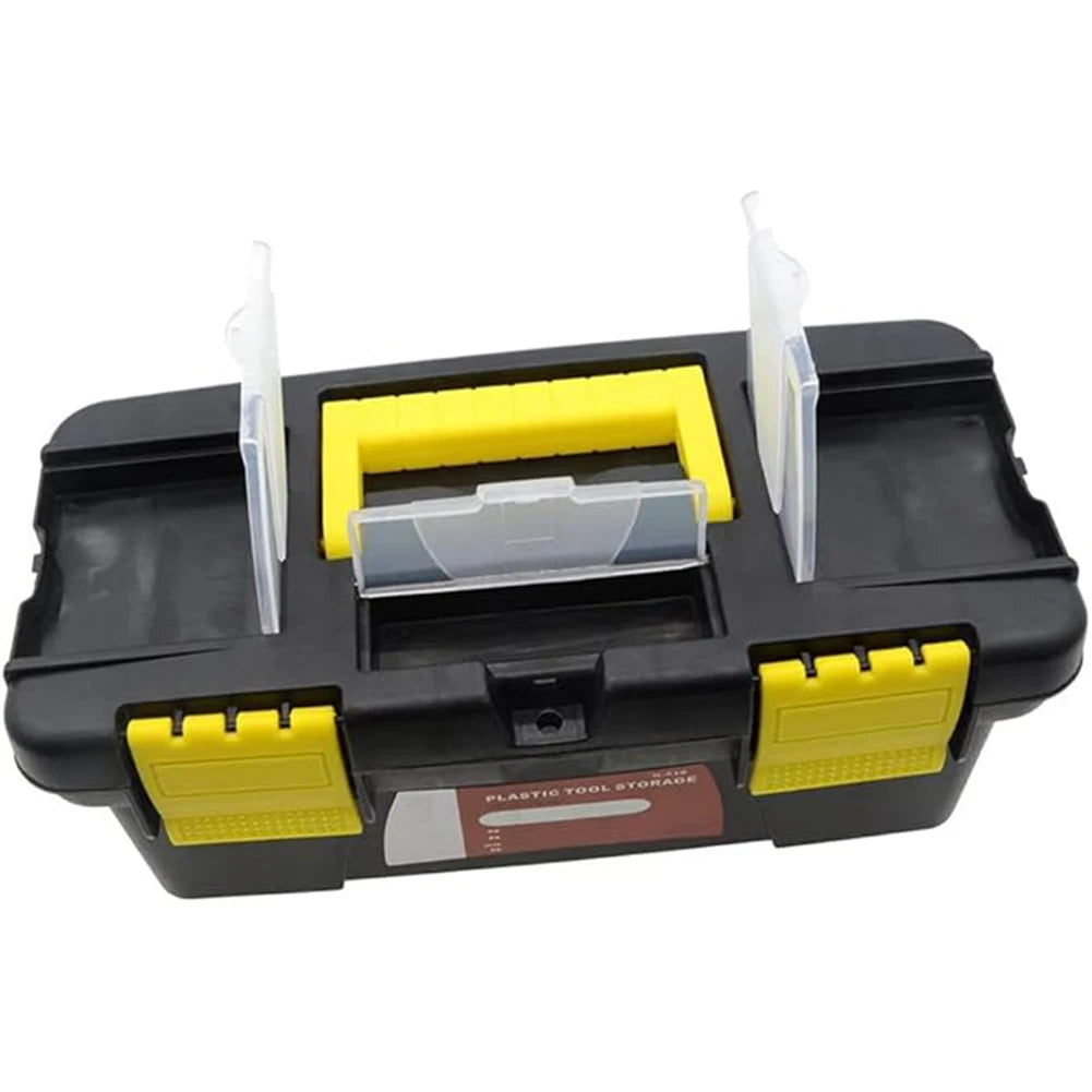 10 inch Double-Layer Tool Storage Box,Hand Tool Case Portable Toolbox,2 Layer Plastic Hand Tool Chest Storage Case. Qme