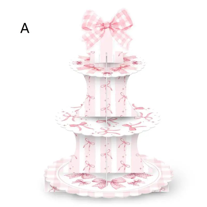 3 Tier Cake Stand Cherry Bow Party Display Birthday Cupcake Qme A
