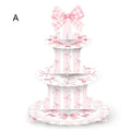 3 Tier Cake Stand Cherry Bow Party Display Birthday Cupcake Qme A