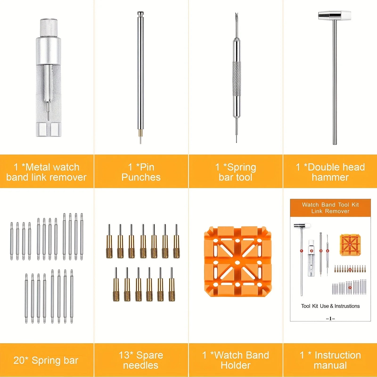 39pcs/set Watch Link Removal Tool, Watch Band Tool Kit,Repair Kit For Watch Bracelet Adjustment And Replacement,With User Manual Qme
