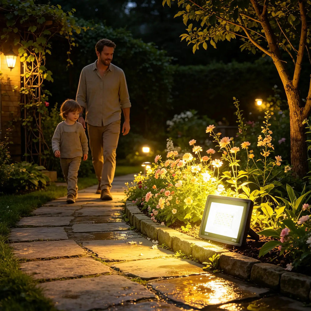 Exterior Flood Lights RGB Changing Patio Lighting Remote Control Qme