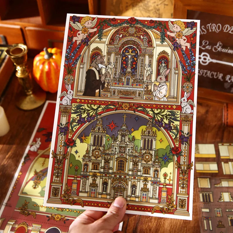 Vintage European Villa Miniature Scenes Great for Journal Scene Building Ideal Gift & Perfect Back-to-School Item Qme