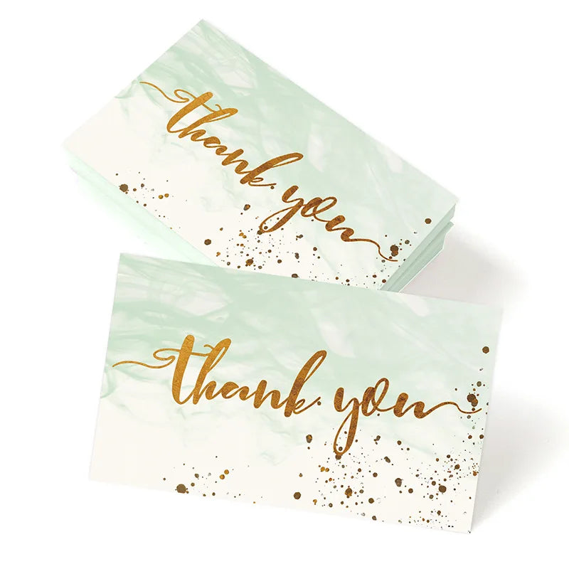 50pcs/ Pack Gold Textured Thank You Cards, Suitable For Weddings, Business, Party Invitations, Holiday Cards Qme 50pcs green