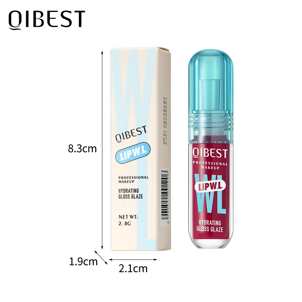 QIBEST Crystal Lip Gloss Mirror Watery Lip Glaze Long Lasting Moisturizing Lip Balm Plumping Gloss Oil Hydrating Makeup Lip Tint Qme