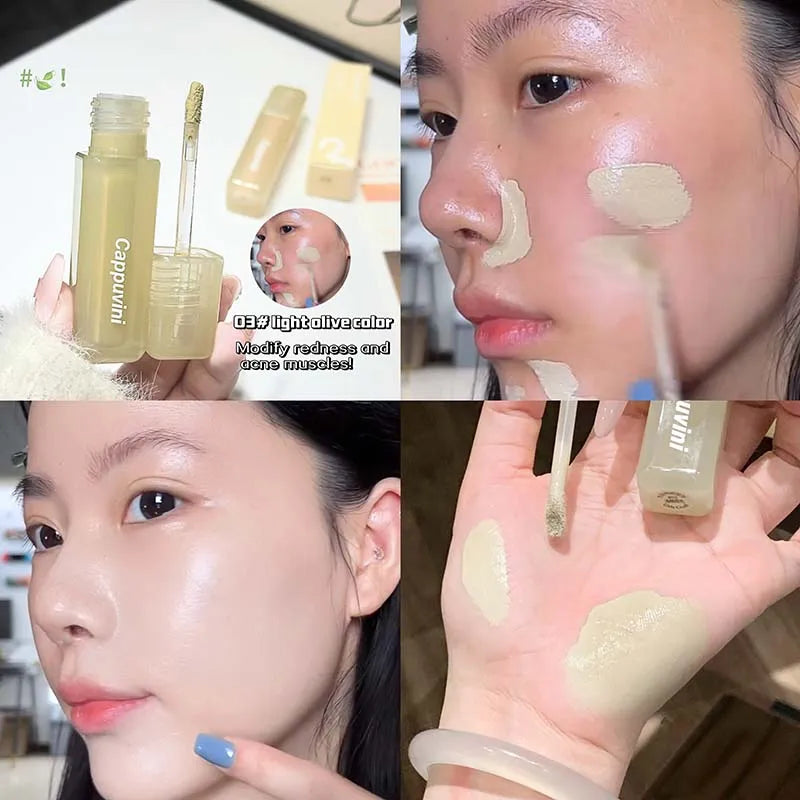 Matte Face Liquid Concealer Light Olive Cream Natural Whitening Full Coverage Waterproof Brightening Cover Dark Circle Concealer Qme 03