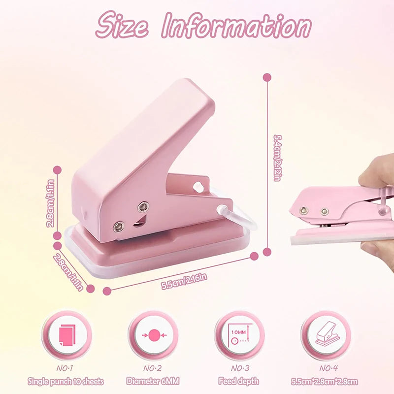 Mini Hole Punch 1 Cute Paper Portable Round Puncher Cutter Kawaii Qme