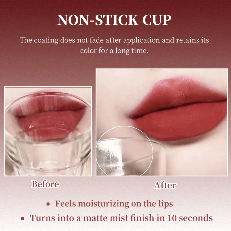 Matte Velvet Highly Saturated Lip Gloss,Long-Lasting Liquid Lipstick,Quick-Drying,Non-Stick, With Plant Squalane,Nourishing Qme