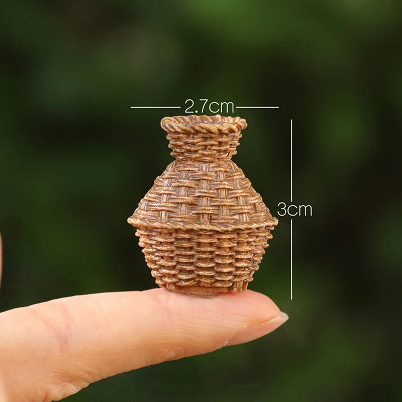 Miniature Woven Basket Model House Accessories Willow Crafts Furniture Qme 5PCS