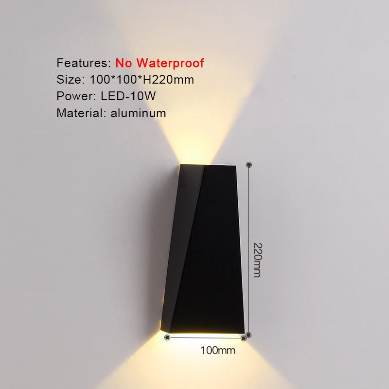 TRAZOS Round Square Modern Wall Lights Garden Porch Ip65 Waterproof Up Down Lighting Outdoor Led Bedroom Lamp Wall Decor Qme 1022 Warm White (2700-3500K)