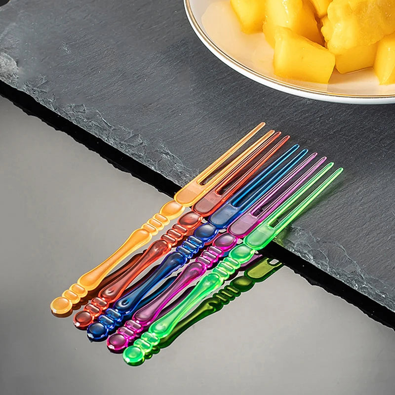 Mini Transparent Disposable Forks Party BBQ Sticks Picks Skewer Home Qme 80pcs