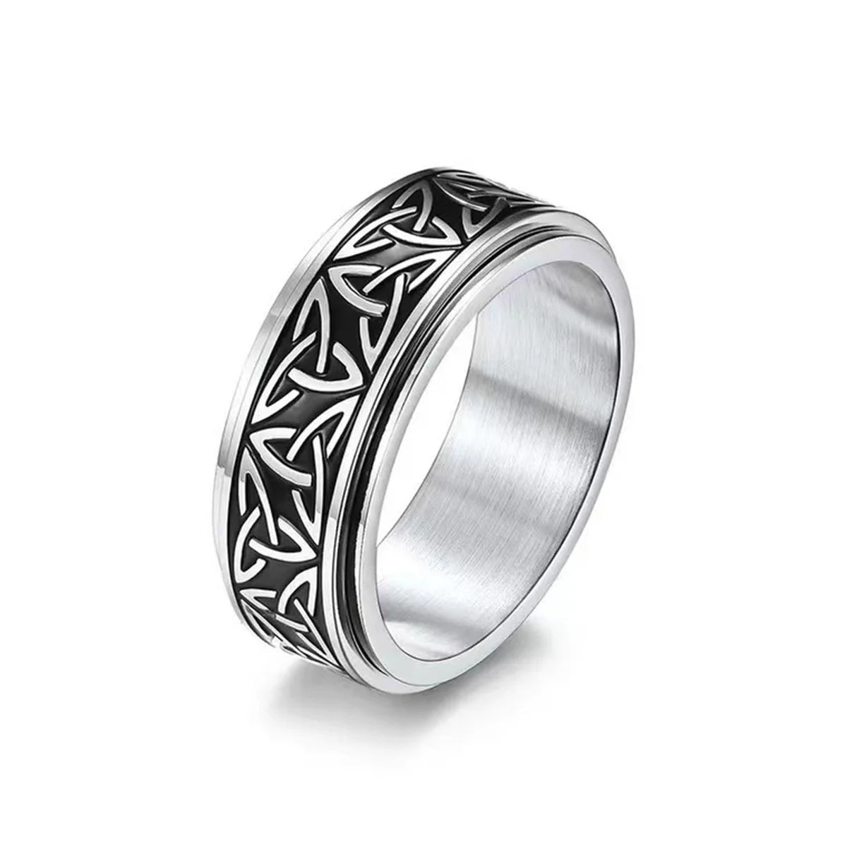 Anti Stress Knuckle Ring Man Stainless Steel Viking Characters Enamel Spinning Rotating Anxiety Control Ring Bague Homme Rings Qme yin 11