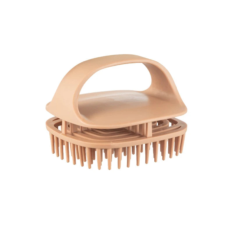 Shampoo Scalp Massage Brush Hair Cleansing Dandruff Control Qme Red-brown