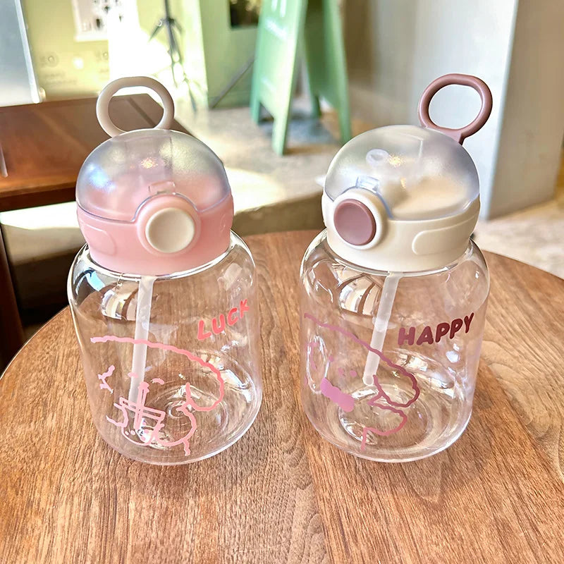 Ins Cute Plastic Straw Cup High-value Summer Portable Water Bottle Qme