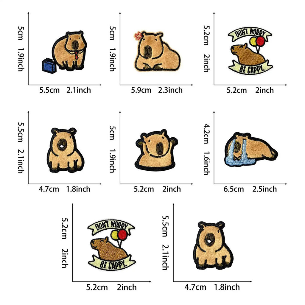 Animal Iron Patches Kids Decorative Capybara Shape Embroidery Qme