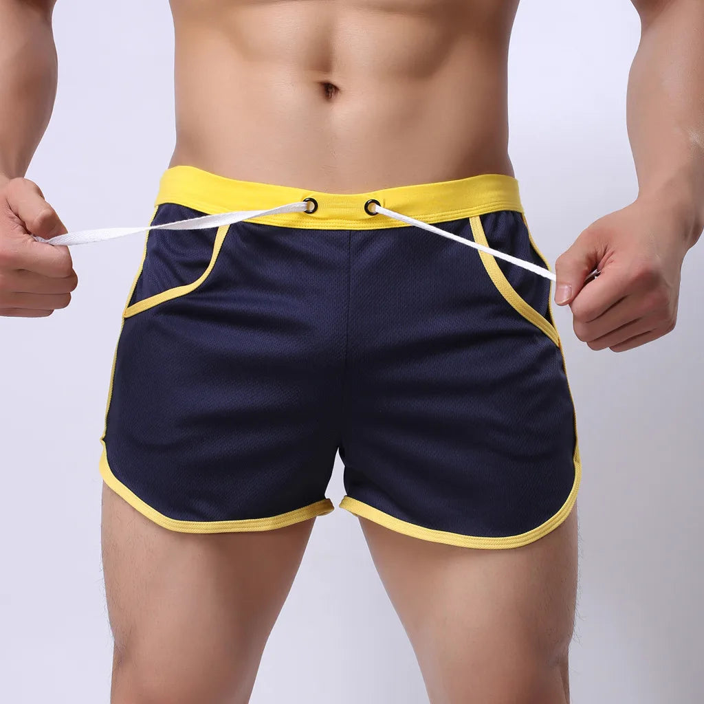Men's Running Quick-dry Beach Trousers Sports Short Pants Elastic Joggers Bodybuilding Shorts Casual Homme Swimming Shorts Qme Dark Blue M