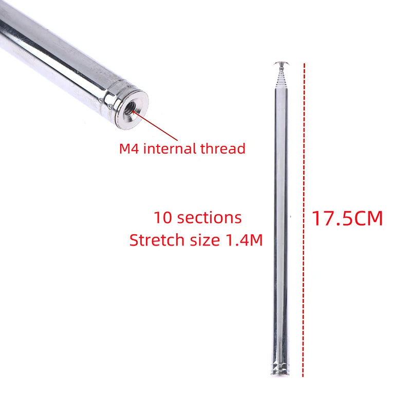 10 Section Stainless Steel Telescopic Antenna FM AM Aadio Qme
