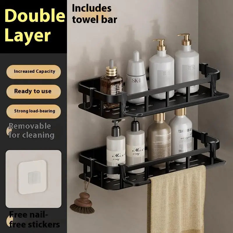 Corner Shelf Wall Soap Holder Bathroom Organizer Rack Punch-free Qme D 2pcs Plastic