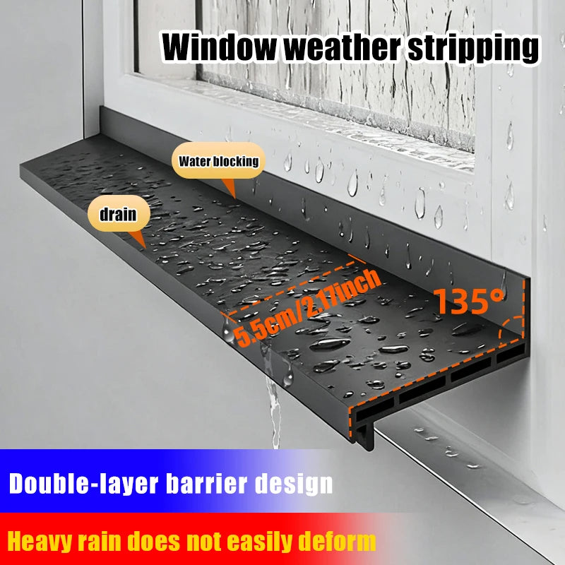1.1M TPE Windows Water Retaining Strips Heat Cold-resistant Sliding Window Weather Strip Easy Installation Windproof Seal Strip Qme