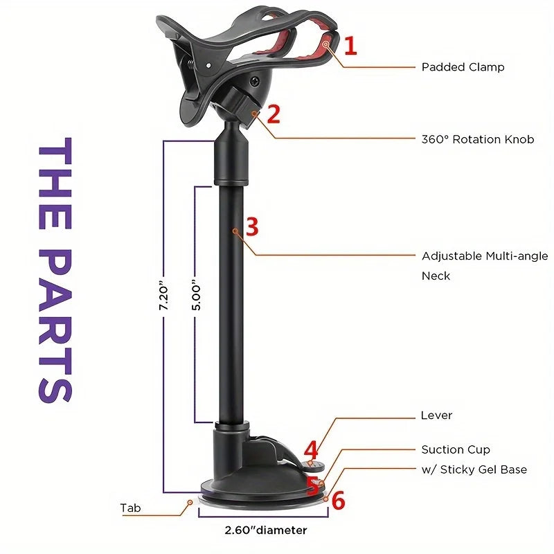 Universal Dashboard Curved Mobile Phone Car Suction Cup Mount Holder by 360 Degree Rotation Qme