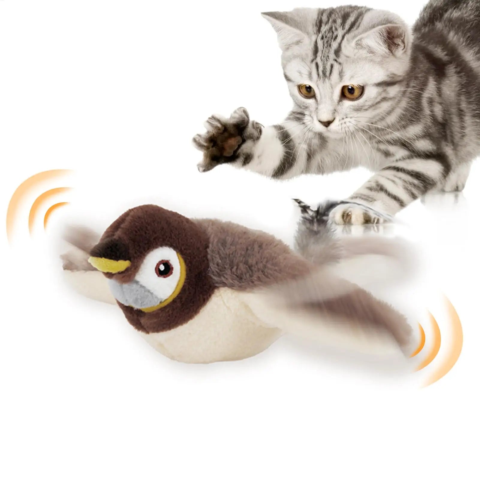 Chirping Bird Cat Toy Cat Toy Simulation Bird Toy Sparrow Flapping Wings Kitten Toys Vivid Chirping Rechargeable Interactive Cat Qme