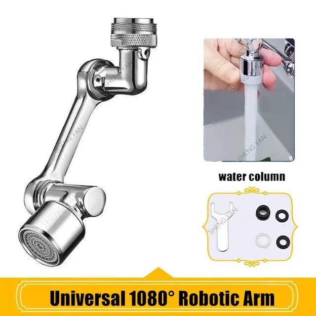 Metal Copper 1080° Rotation Faucet Aerator Extender Swivel Robotic Arm Faucets Sprayer Head Nozzle Kitchen Tap Saving Water Qme 1080 degree single