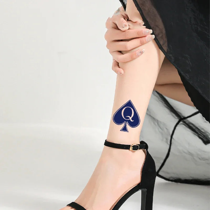 Spade Q tattoo sticker temporary sticker waterproof and long-lasting herbal juice disposable sticker sexy tattoo sticker Qme