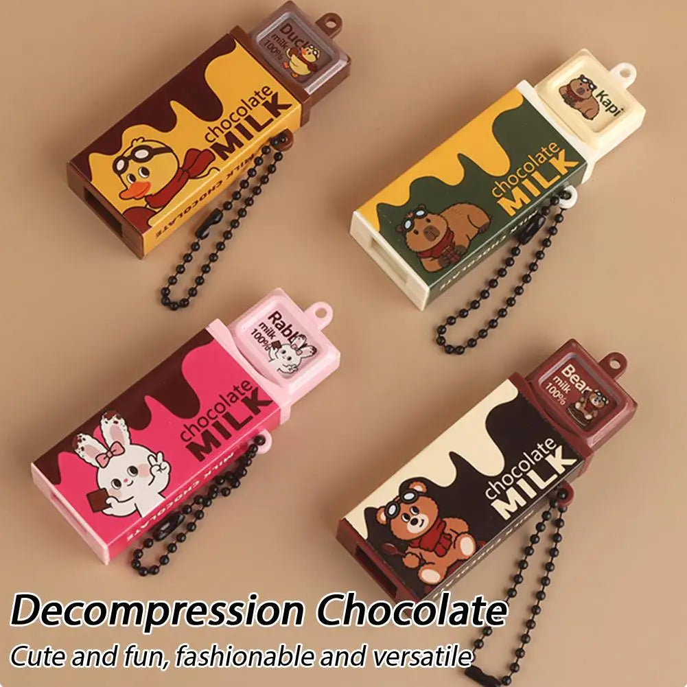 Fidget Toy Decompression Simulated Chocolate Stress Relief Keychain Qme