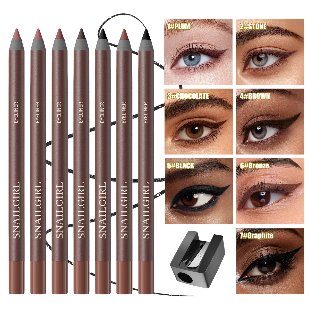 Waterproof Black Brown Eyeliner Gel Pencil Ultra-fine Matte Smooth Quick Dry Non-Smudge Easy Wear Eyeliner Pen Makeup for Eyes Qme