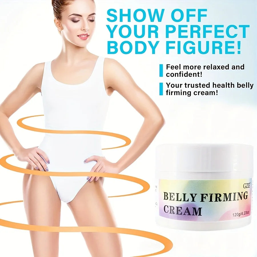 GZE Flat Belly Firming Cream - Skin Firming Smoothing Cream For Stomach, Thighs & Butt, Moisturizing Firming Lotion 120g Qme