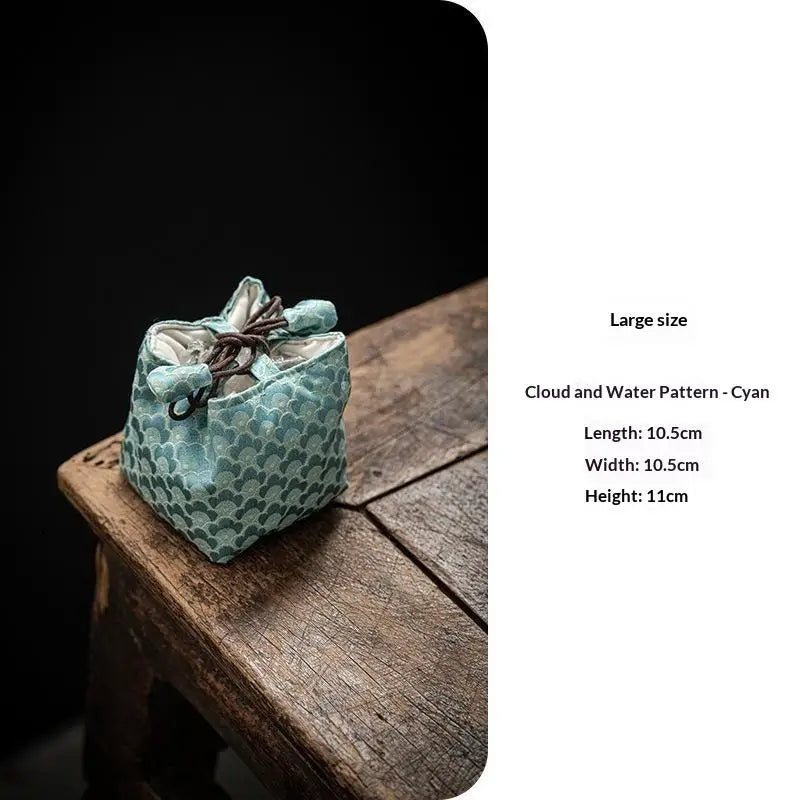 Chinese Style Tea Set Storage Bag Thickened Multi-functional Teapot Cloth Pouch Vintage Embroidered Candy Storage Bag Qme A3