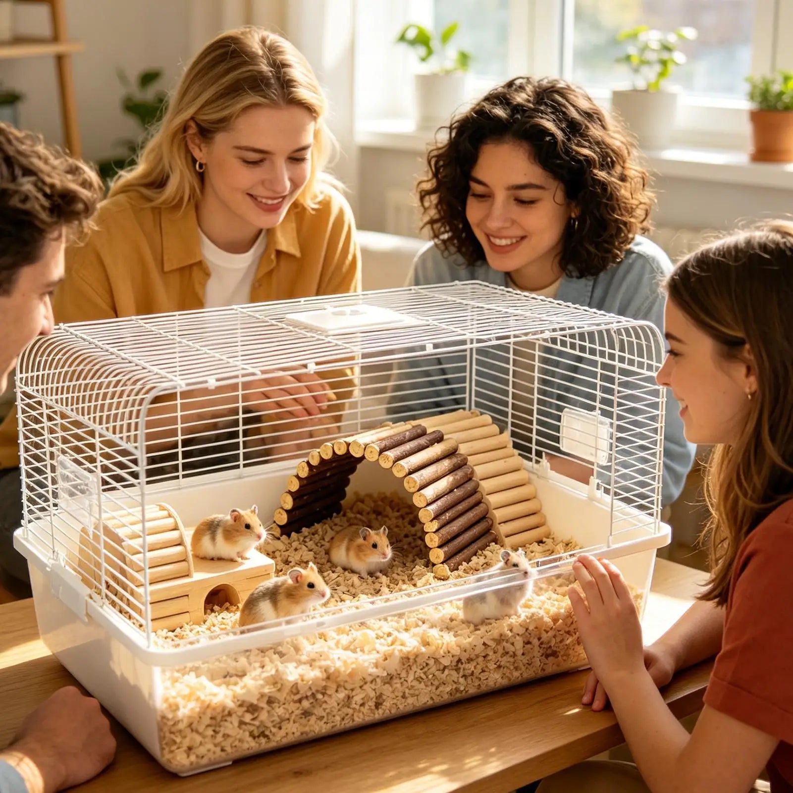 Hamster Bridge Natural Portable Wooden Entertainment Ladder Pet Climbing Bridge Toy for Exercise Play Hiding Foraging Qme