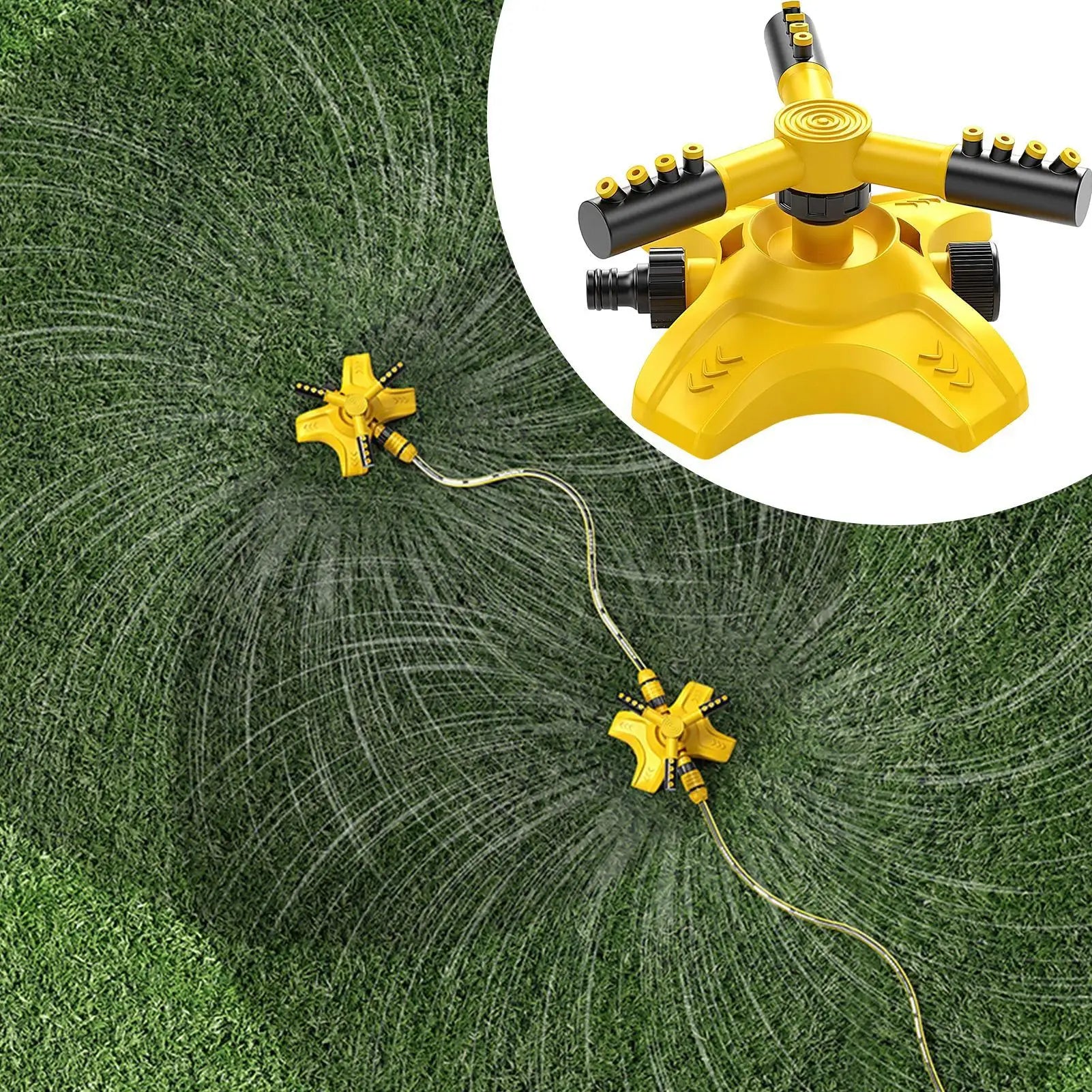 Sprinklers for Yard 3-Arm 360 Degree Rotating Automatic Adjustable Tool Kids Water Sprinkler for Backyard Garden Patio Park Qme