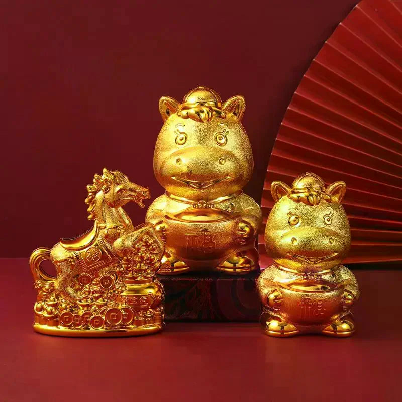Creative Horse Ornament Lucky Traditional Home Statue Ingot Can Be Rotated Home Decoration Office Desktop Decoration Qme
