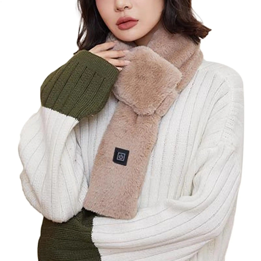 Electric Heated Scarf USB Charging Soft Heating Neck Wrap Winter Electric Scarf with 3 Temperature Settings for Women Qme