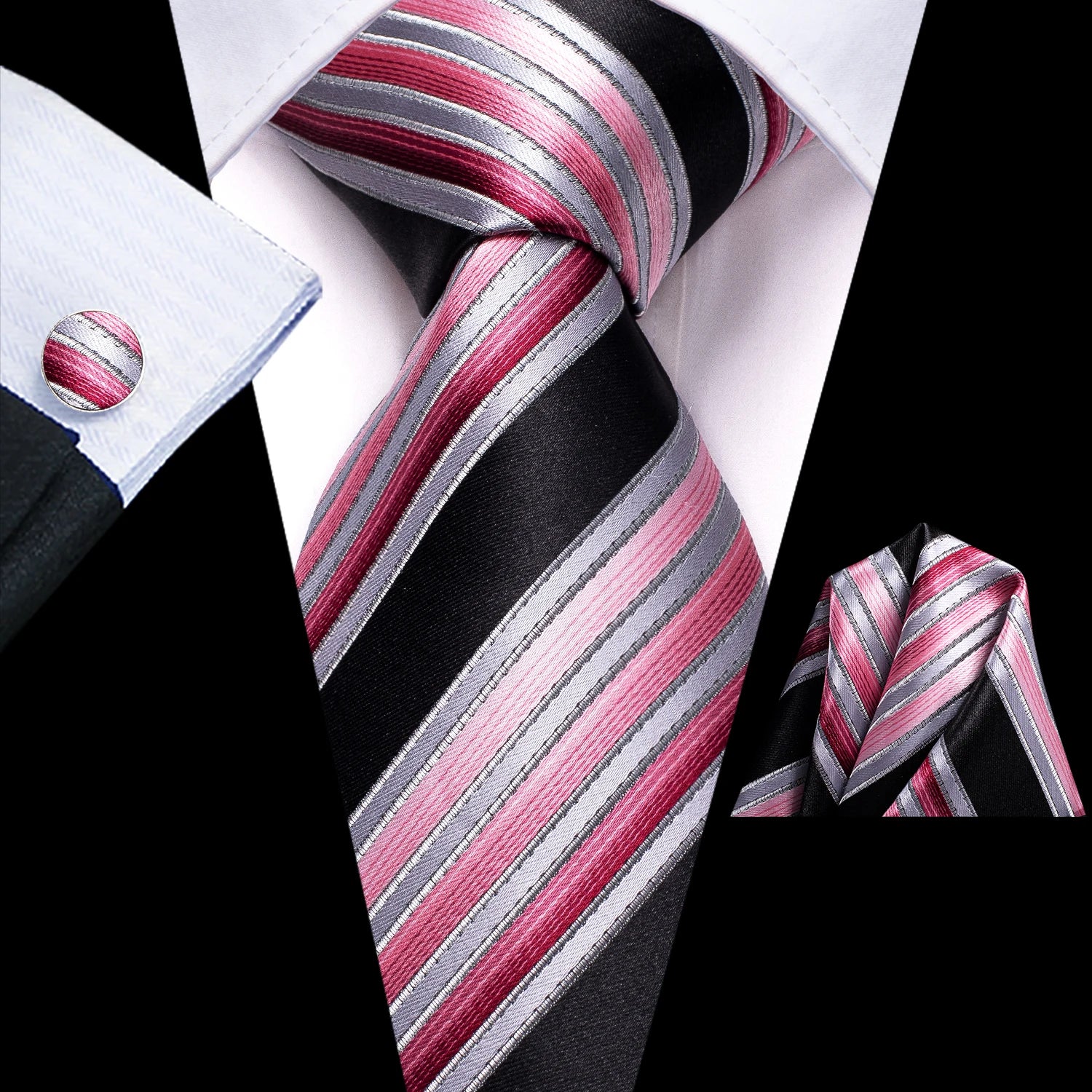 Business Black Solid Paisley Men's Tie Neck Strip Ties Men Formal Qme