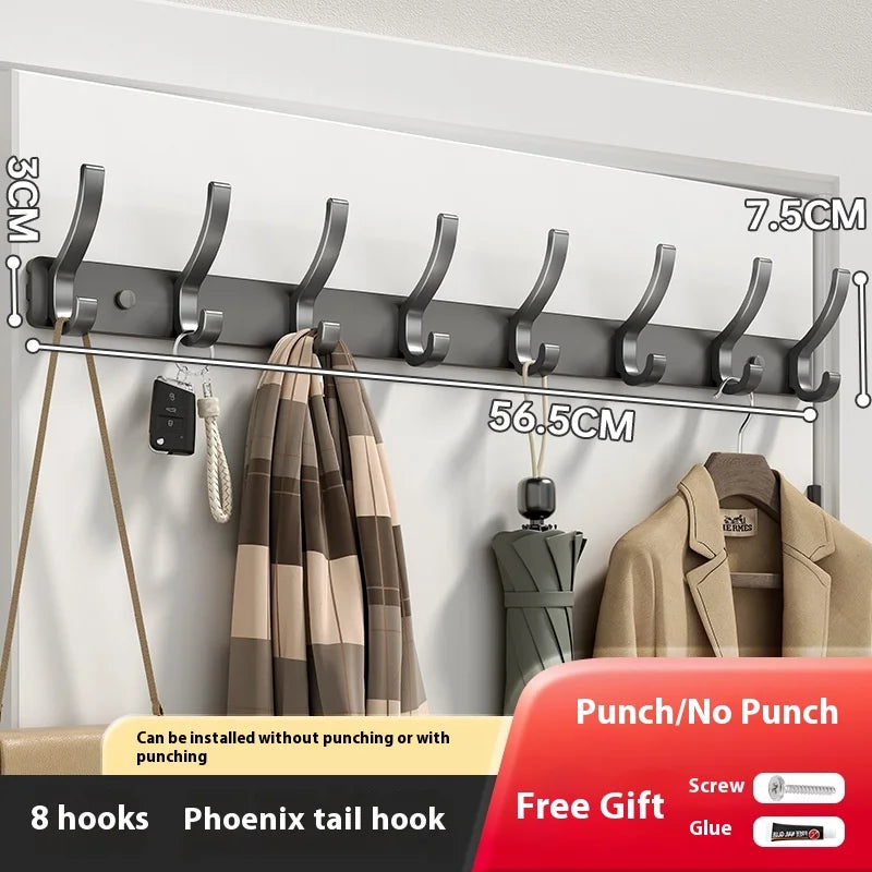 Bathroom Kitchen Accessories Black Robe Hooks Towel Hanger Nail Wall Qme Gray 8 hook