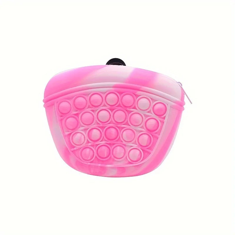 Pet silicone colored dog food bag, portable waist bag for outdoor dog training, dog walking snack bag Qme Pink