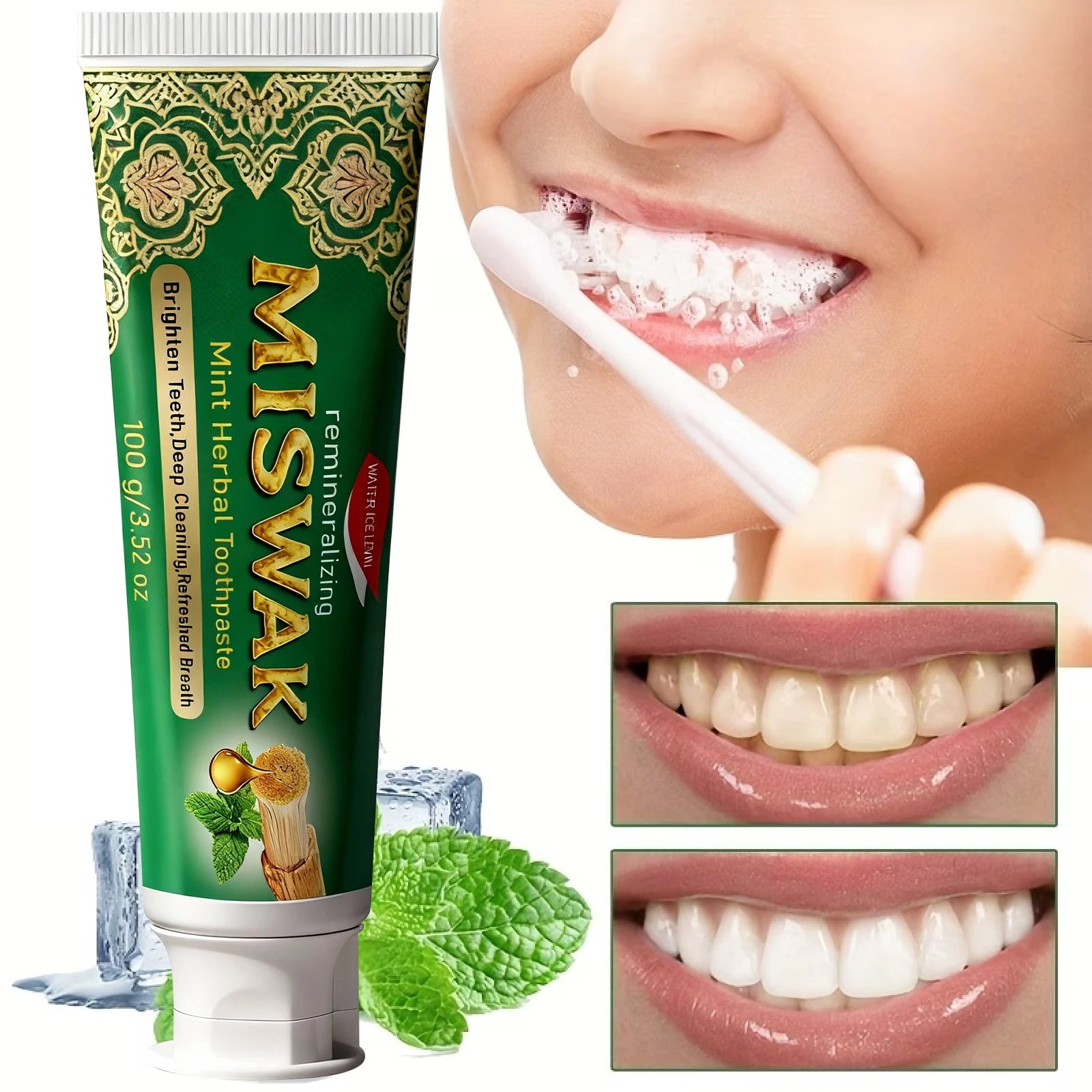 Hydroxyapatite Toothpaste, Deep Clean & Moisturizing with Vitamin C & Ceramide for Enamel Protection, Mint Fresh Breath Qme