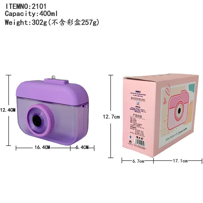 Cute Camera Shaped Kids Plastic Sippy Cup Strap Portable Outdoor Qme