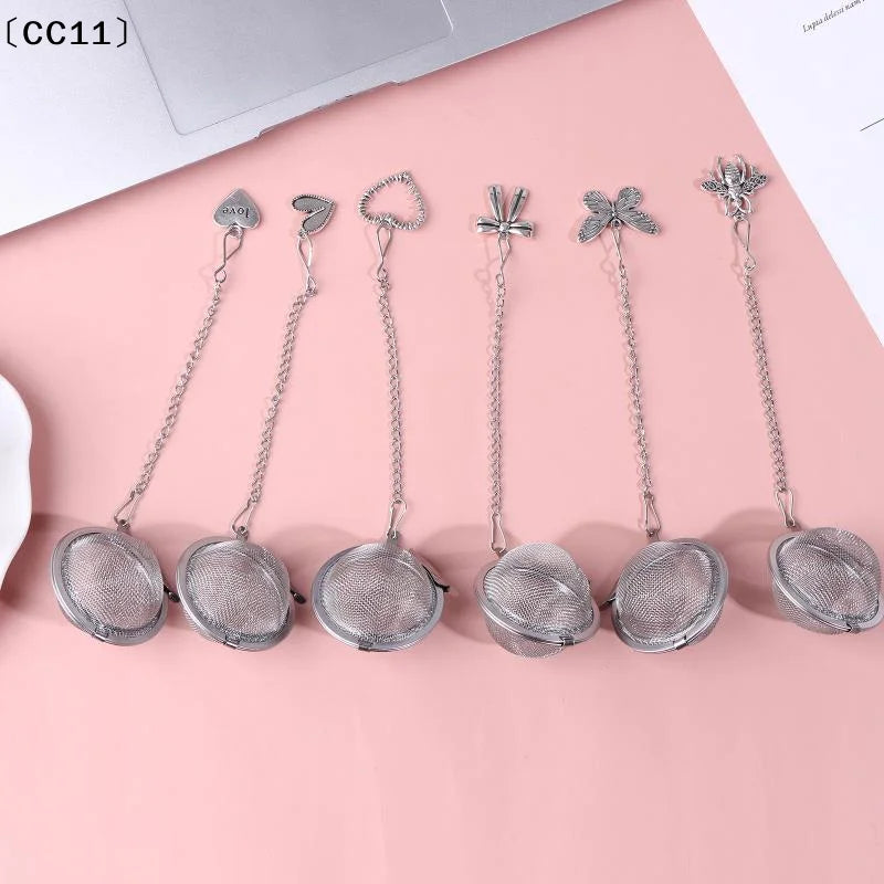 Stainless Steel Tea Infuser Butterfly Bee Heart Plant Chain Filter Qme