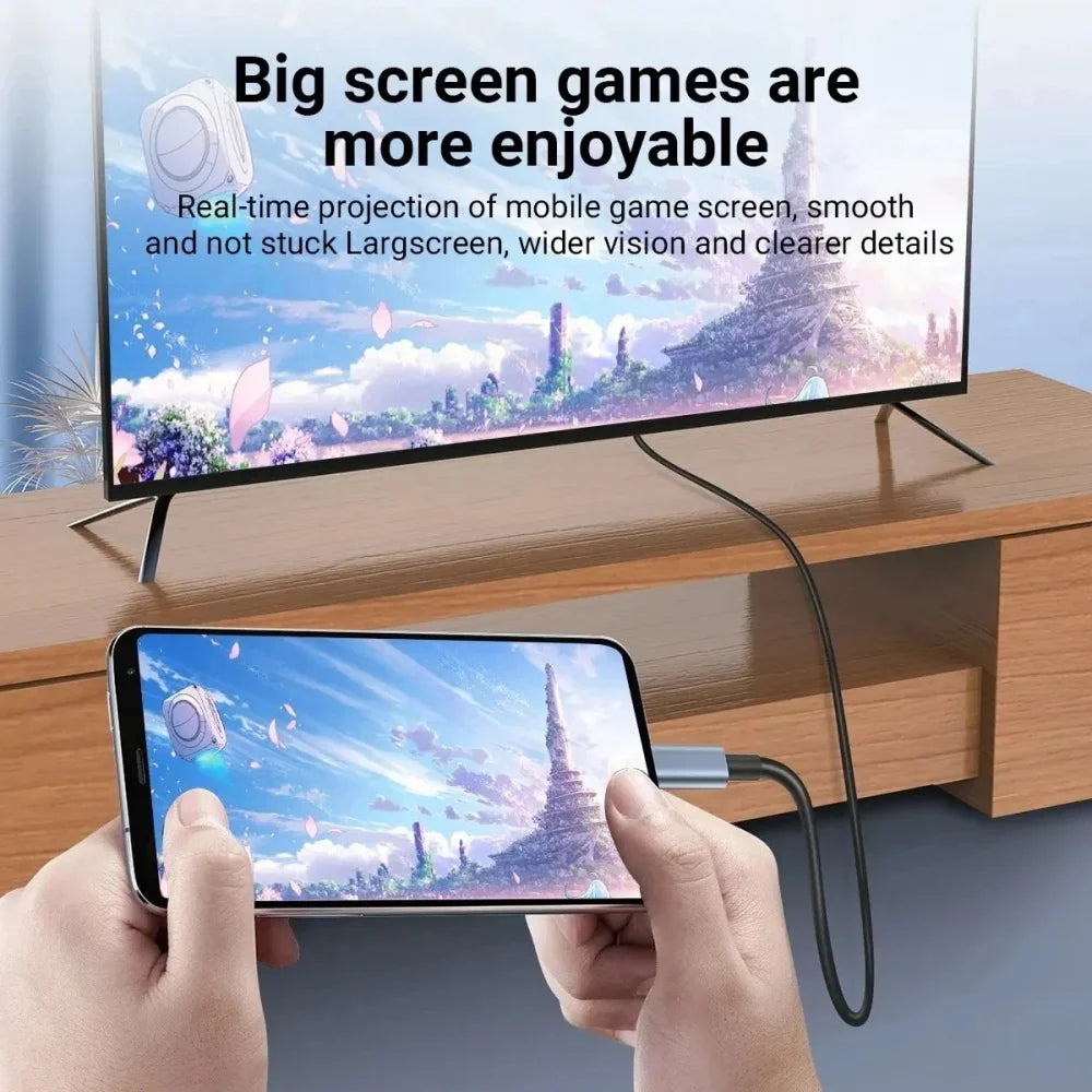Type C To hdmi-Compatible HD Plug&Play 4K 60Hz USB C to hdmi TV Cable For Game Console Laptop Mobile Phones TV Display Converter Qme