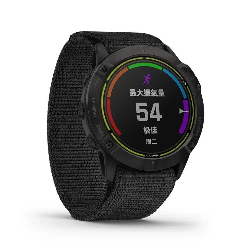 26 20 22mm Nylon Watch Band For Garmin Fenix 7X 6X Pro 7 7S 6 6S 5X 5 5S Plus/Venu 2 Plus Hook and Loop Quick Dry Strap Qme Black 26mm