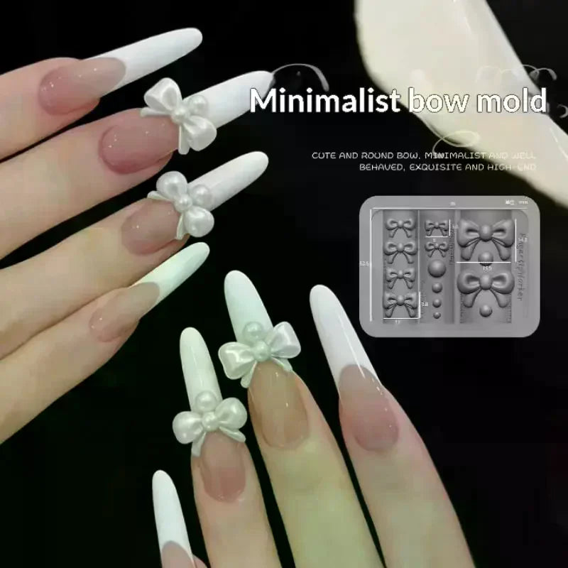 Nail Art Mold 3D Bow Silicone Flexible DIY Stamp Reusable Decoration Qme