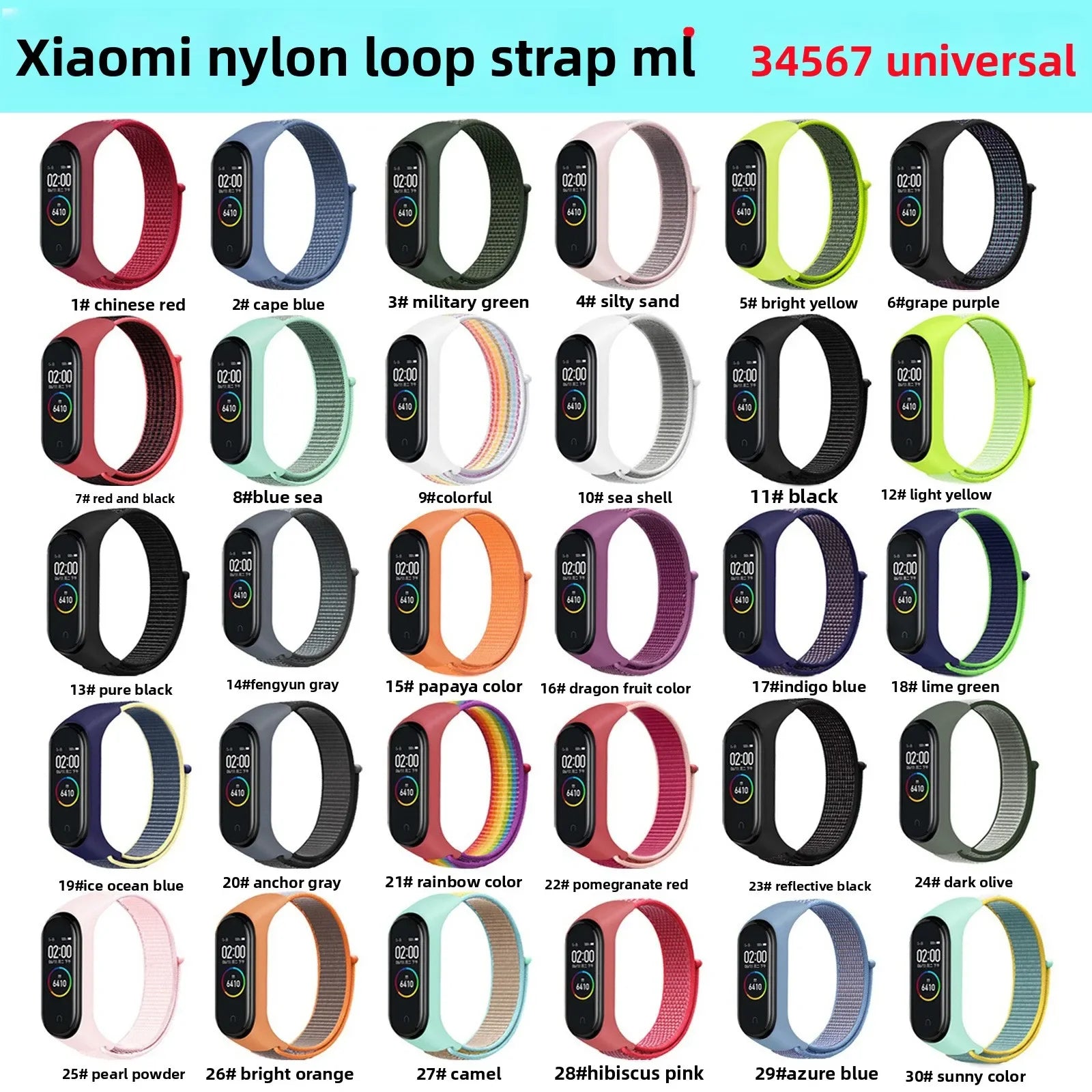 A Durable Nylon Loop Watch Strap with Freely Adjustable Velcro for Xiaomi Mi Band Fashionable Replacement Wrist Band Accessory Qme