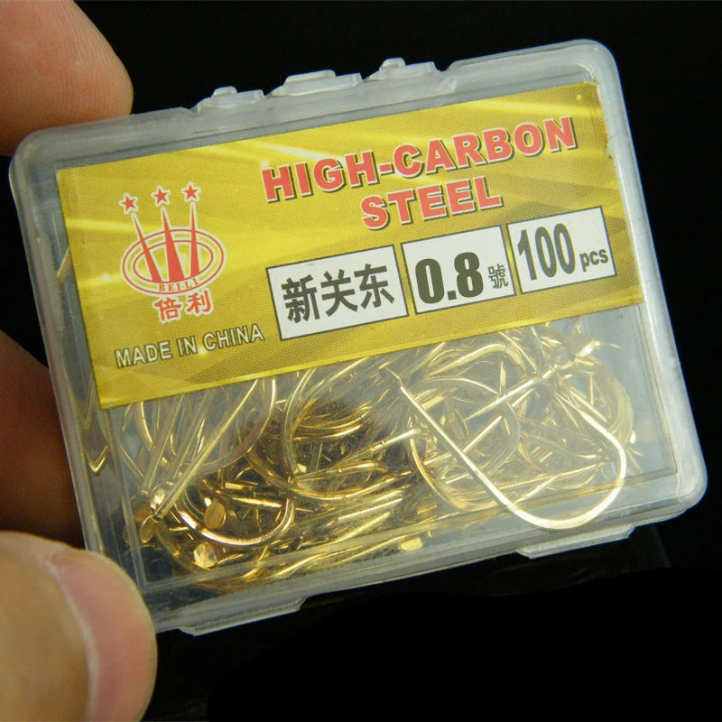 100 Shinkanto Barbless Multi-type Multi-size Goldfish Hooks Long Qme 0..8