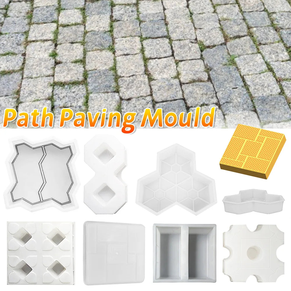 DIY Path Maker Paving Cement Brick Molds Outdoor Courtyard Garden Stone Road Walk Concrete Brick Carving Pavement Tools Qme