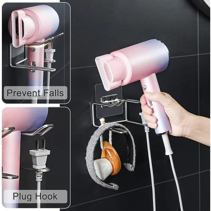 Self Adhesive Wall Mount Hair Dryer Holder Waterproof Rack Dyson Most Qme