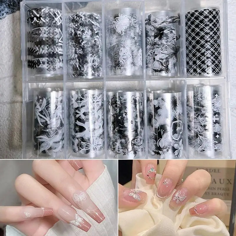 Butterfly Flower Nail Transfer Foils Sticker Paper 50 Bow Floral Qme
